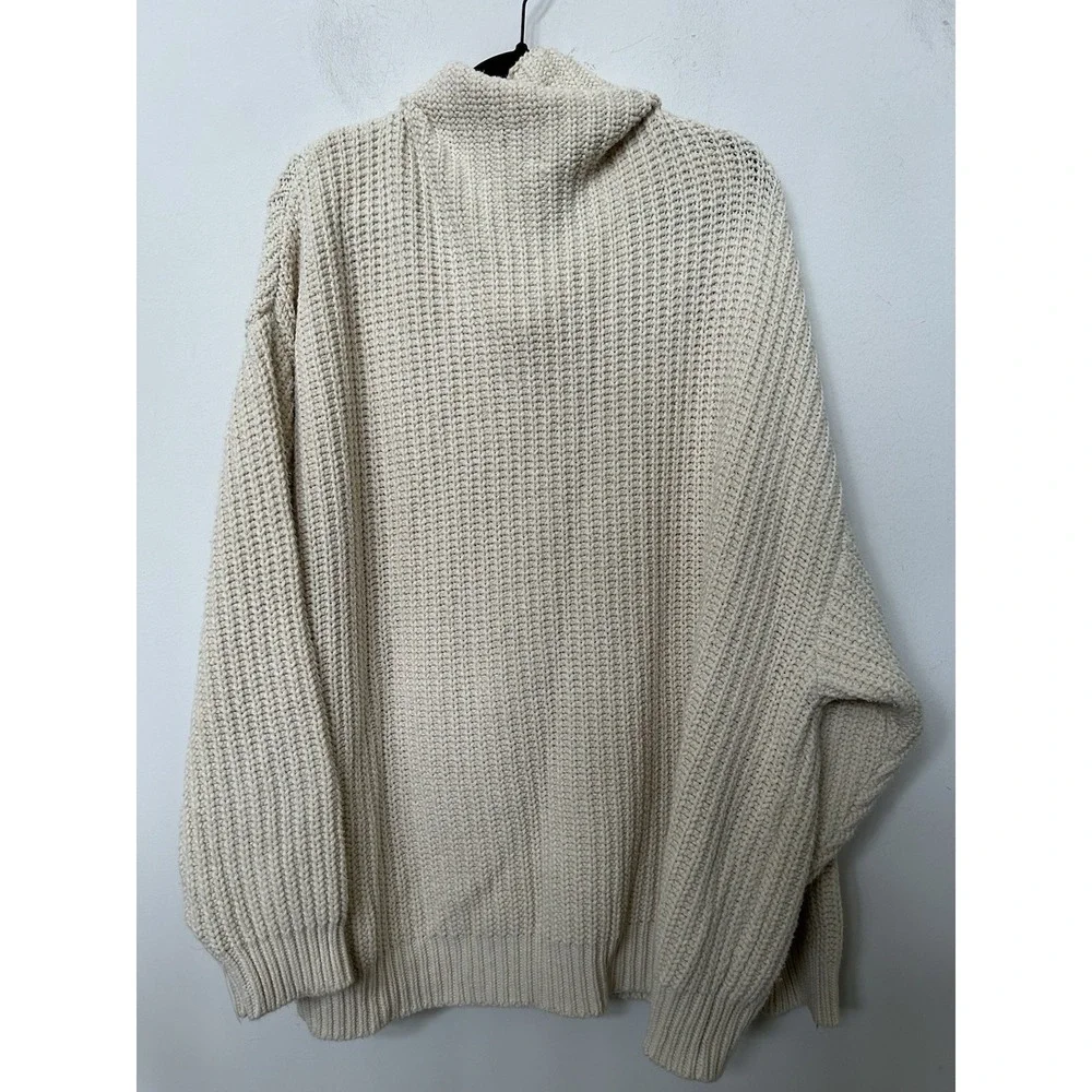 Free People Swim Too Deep Sweater L Ivory Chunky Knit Oversized Slouchy Cozy